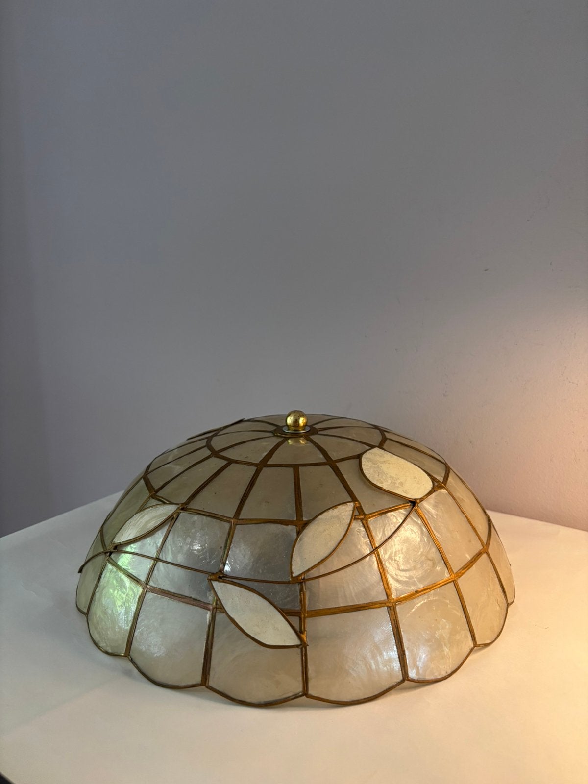 Vintage Capiz plafondlamp, Ophalen of Verzenden