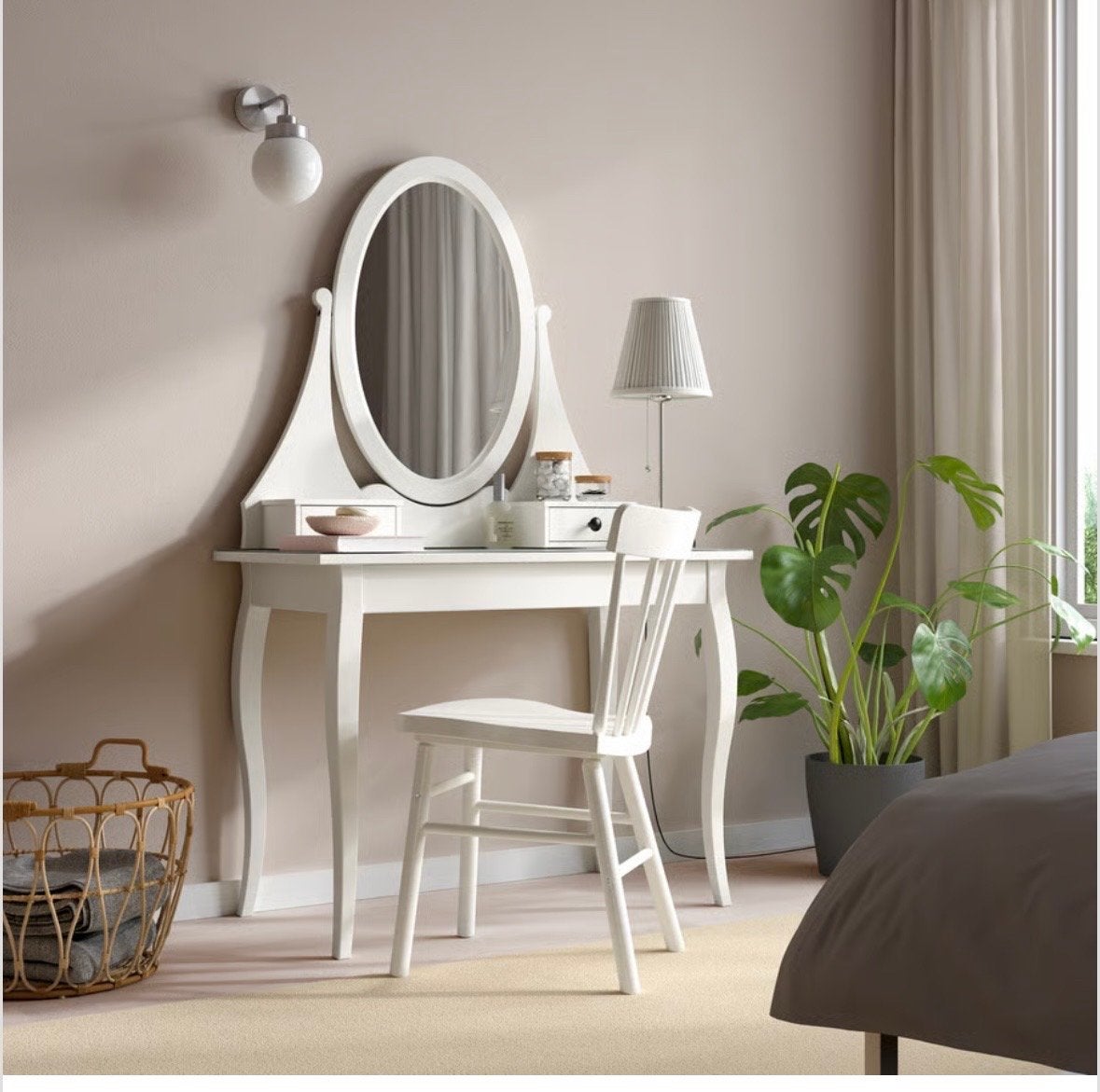 IKEA HEMNES Toilettafel met spiegel, wit, Ophalen, Gebruikt, 50 tot 100 cm, 150 tot 200 cm