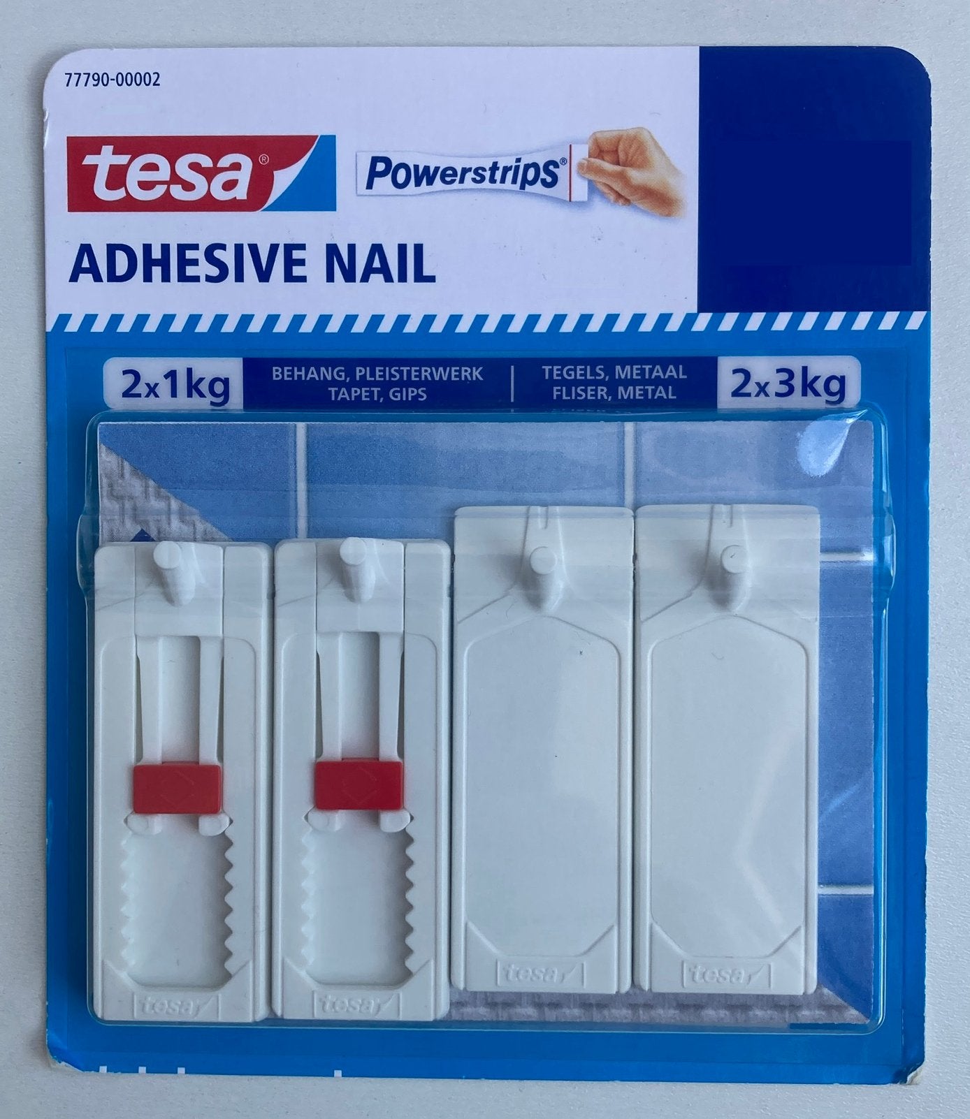 Setje (4x) in 1 pakje: Tesa Powerstrips klevende spijkers, Ophalen of Verzenden, Nieuw, Minder dan 50 mm, Overige typen