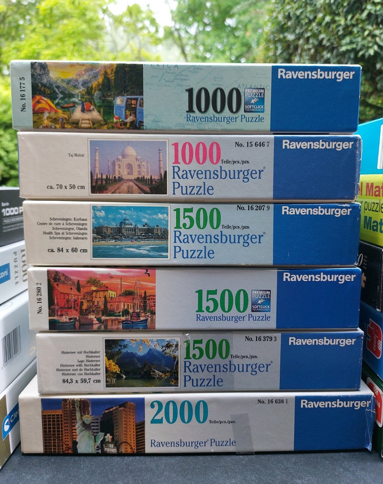 16 legpuzzels (1000+ stukjes) + puzzelmat - Diverse merken, Hobby en Vrije tijd, Denksport en Puzzels, Ophalen, 500 t/m 1500 stukjes
