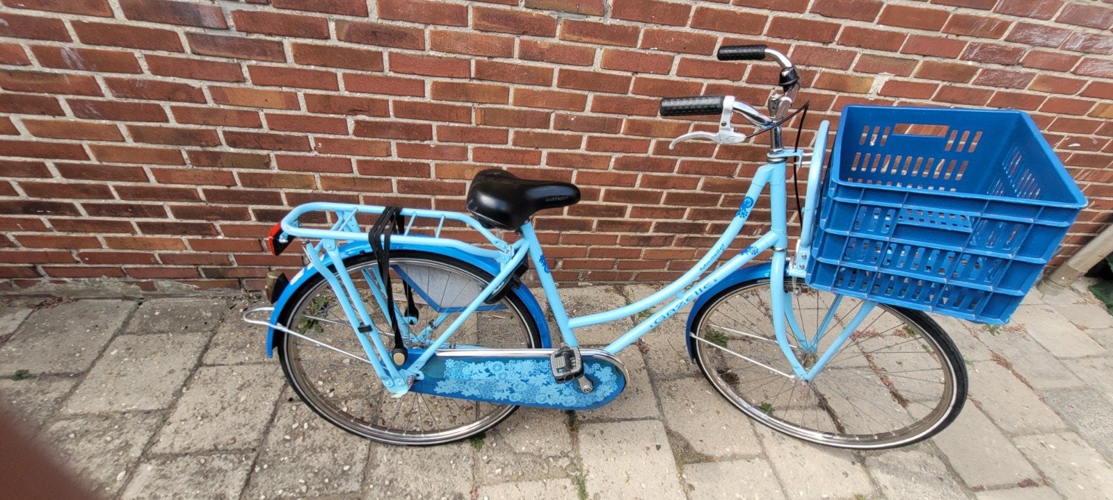 Blauwe Gazelle Damesfiets met Mand, Fietsen en Brommers, Fietsen | Dames | Damesfietsen, Ophalen, Terugtraprem, Gazelle, 53 tot 56 cm