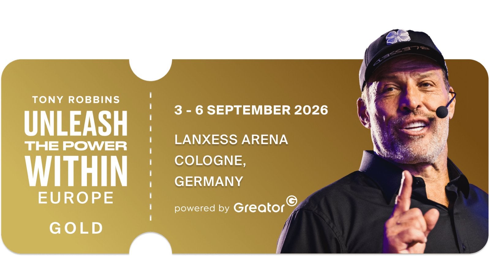 Gold Ticket Tony Robbins Unleash the power within, Eén persoon