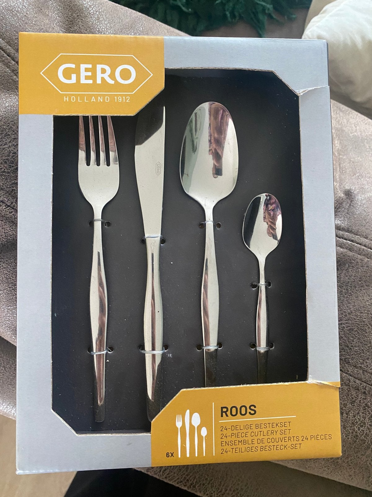 Gero Roos bestekset 6 personen 24-delig, Nieuw, Ophalen of Verzenden, Rvs of Chroom, Vaatwasserbestendig