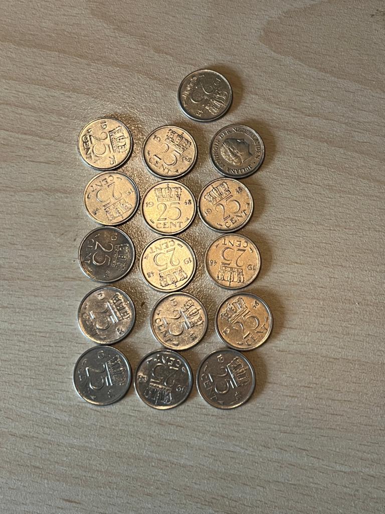 25 cent munten, Ophalen of Verzenden, Koningin Juliana, 25 cent
