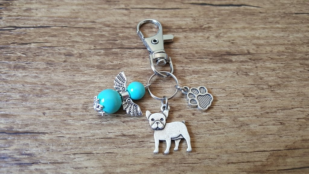 Sleutelhanger Franse bulldog met beschermengeltje, Verzenden, Nieuw, Dier of Natuur