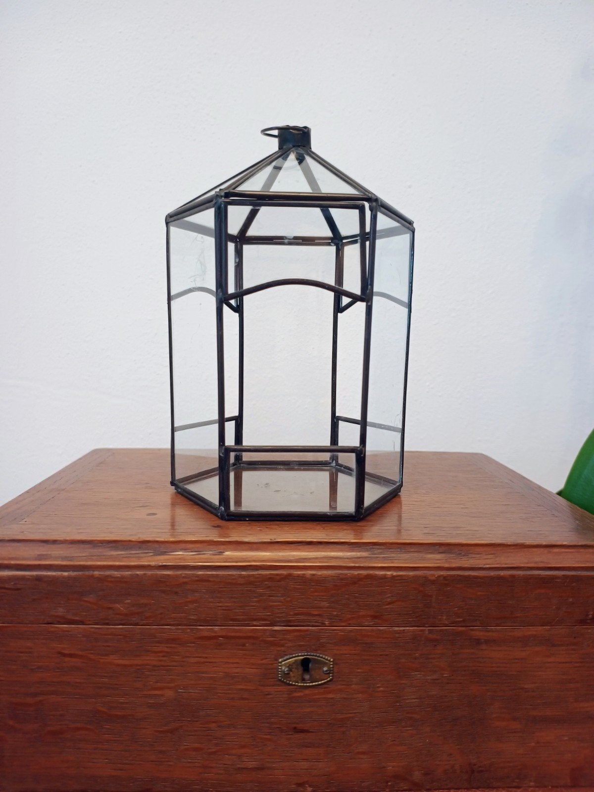 Vintage terrarium/minikasje glas in lood, Ophalen of Verzenden