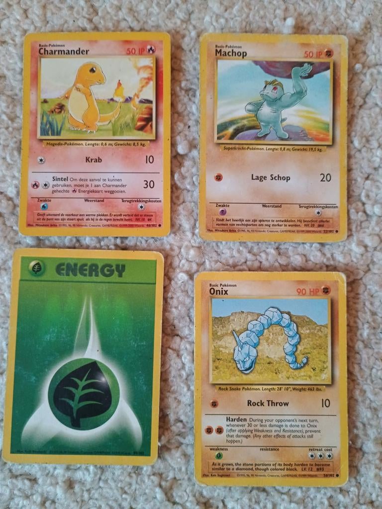 Setje base set oude pokemon kaarten, Ophalen of Verzenden, Zo goed als nieuw, Meerdere kaarten