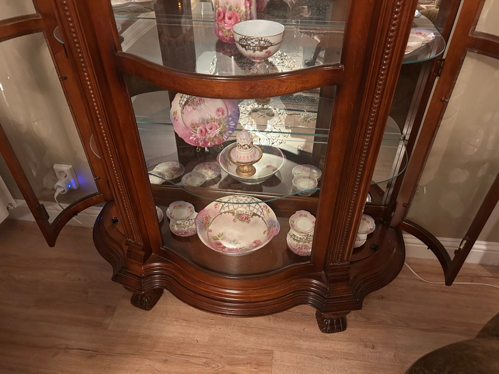Barok vitrine kast mahonie, Ophalen, Zo goed als nieuw