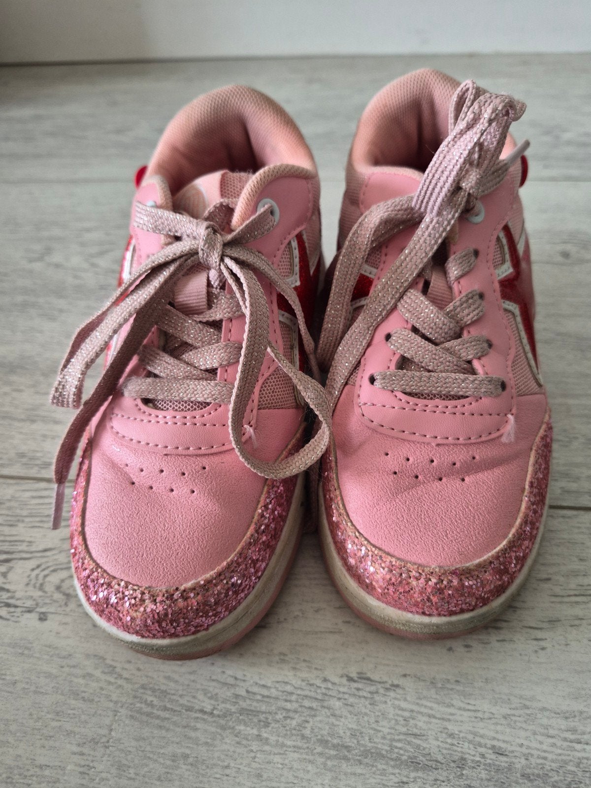 Roze kinderschoenen met wieltjes en glitter, Ophalen, Verstelbaar, Gebruikt, Kinderen