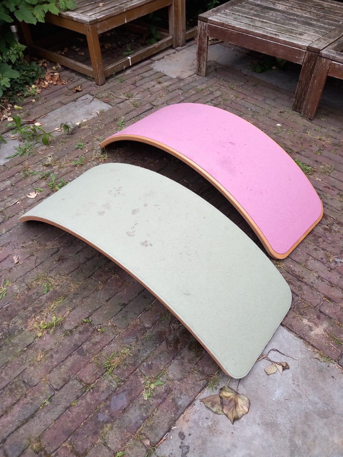 Twee wobbels (roze en groen), Ophalen, Gebruikt