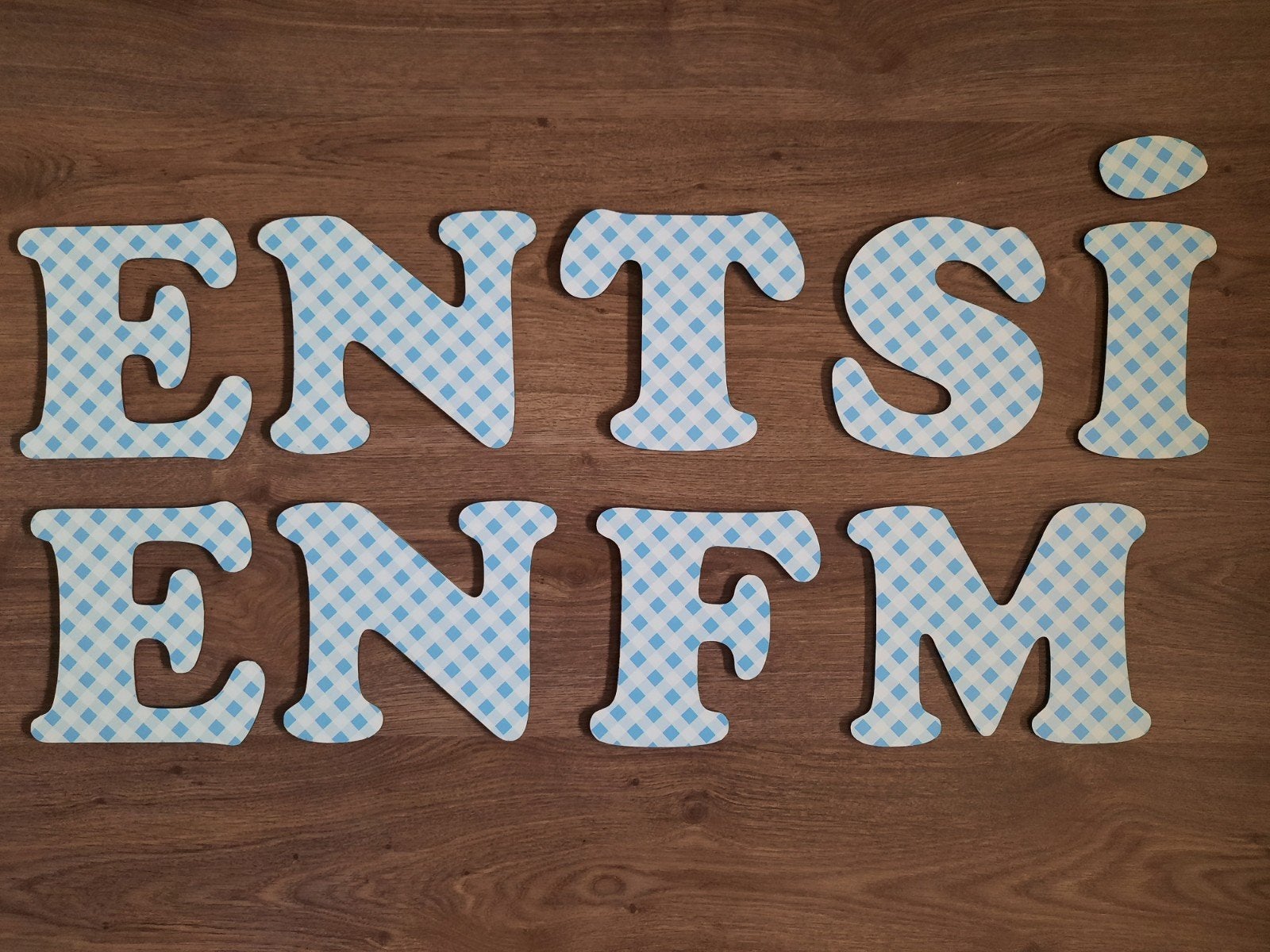 Verschillende letters blauw wit geruit, Blauw, Ophalen of Verzenden, Zo goed als nieuw, Overige typen