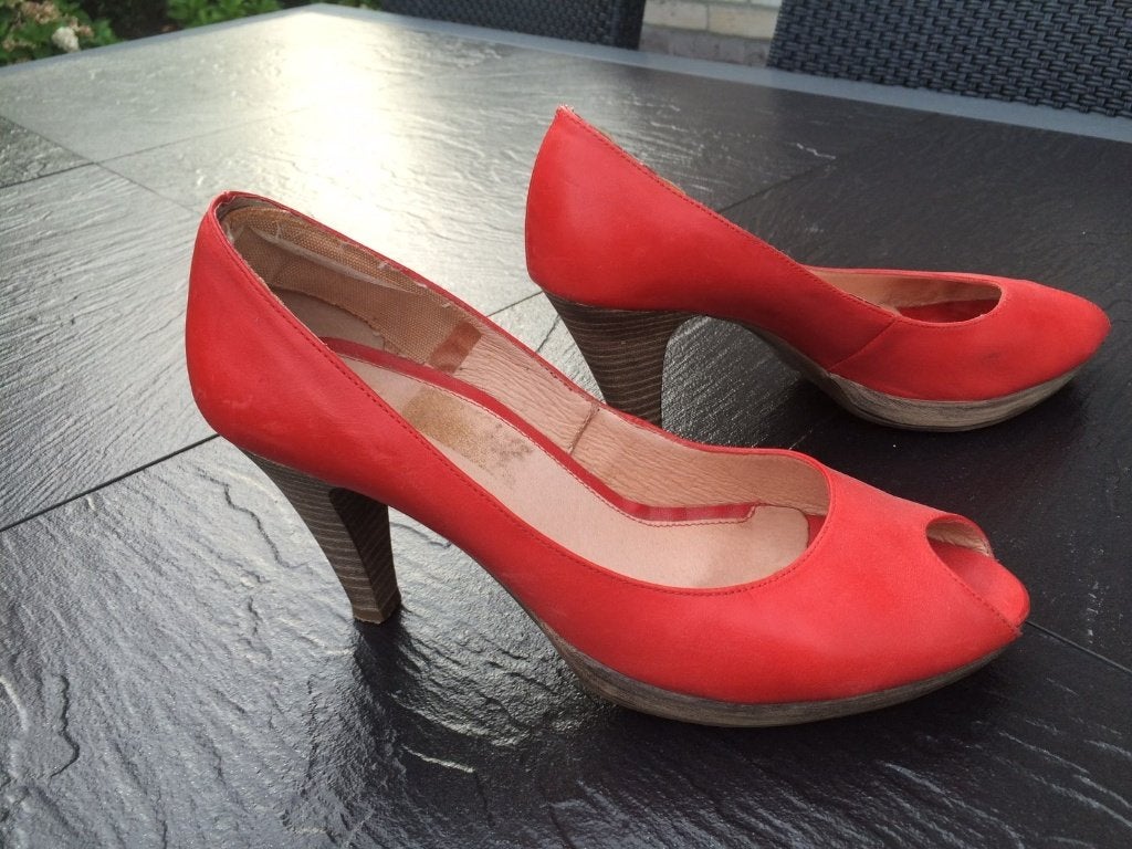 Rode Peep-Toe Pumps met Houten Hakken, Pumps, Ophalen of Verzenden, Gedragen, Rood