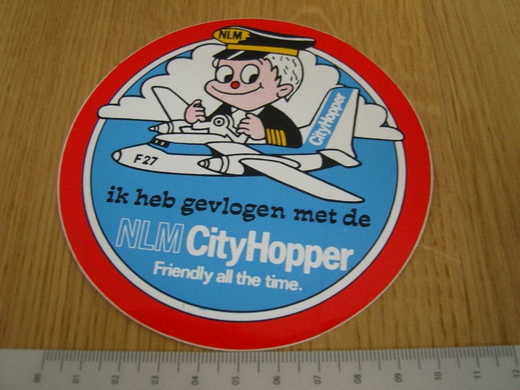 sticker Fokker F27 NLM Cityhopper Friendly all the time, Ophalen, Zo goed als nieuw