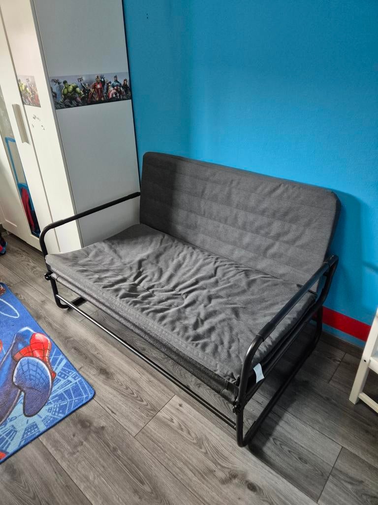 IKEA slaapbank - Ideaal voor logeerkamer MOET vandaag weg, Huis en Inrichting, Ophalen, Gebruikt, Tweepersoons, Grijs