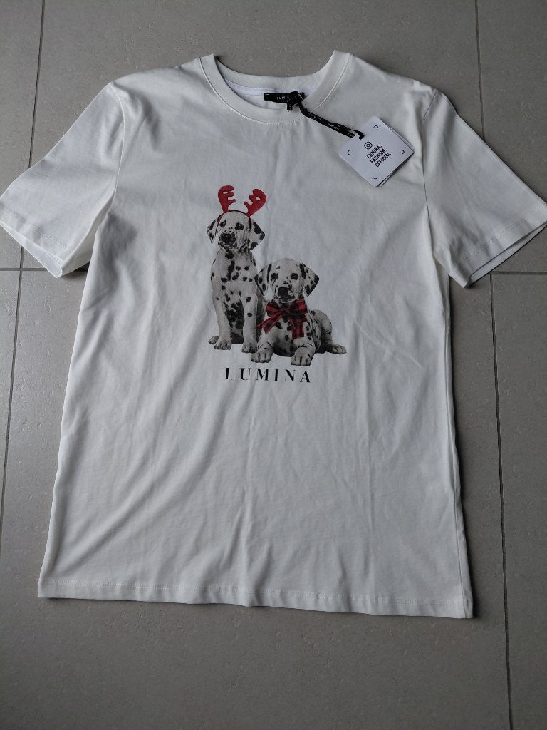 lumina 101 dalmatier hond afbeelding, Maat 38/40 (M), Wit, Nieuw, Ophalen of Verzenden