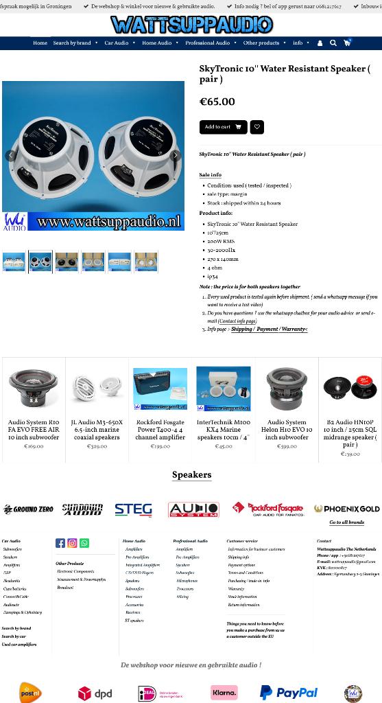 SkyTronic 10'' Water Resistant Speaker 125.081( Subwoofers ), ., Ophalen of Verzenden, Zo goed als nieuw, .