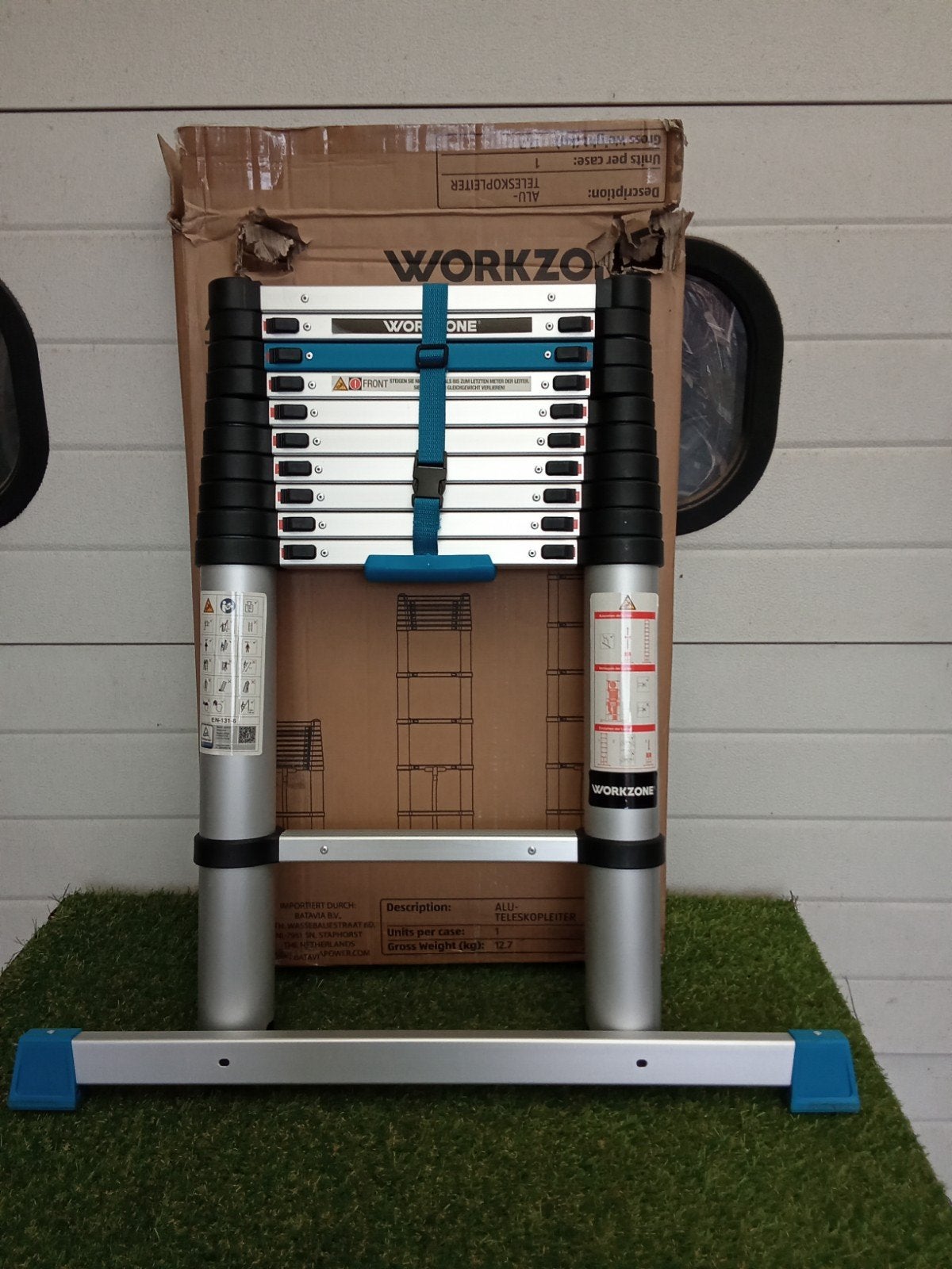Workzone Alu-Teleskopleiter 3,27m - Nieuw in doos, Doe-het-zelf en Verbouw, Nieuw, Ophalen of Verzenden, Ladder, Opvouwbaar of Inschuifbaar