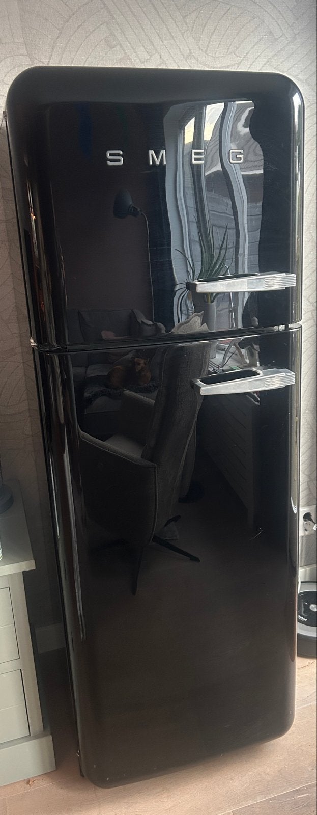 Smeg FAB30LNE1 Koelkast met vriesvak Zwart, Ophalen, Gebruikt, 200 liter of meer, 60 cm of meer