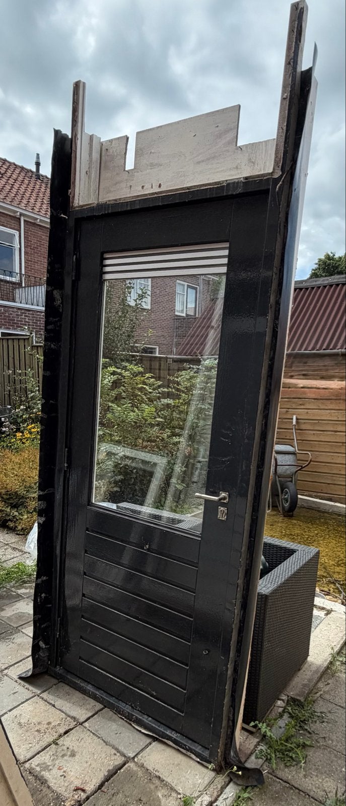 Kozijn met buitendeur - antraciet /Wit, Gebruikt, Ophalen, Gebruikt, 80 tot 100 cm, Buitendeur