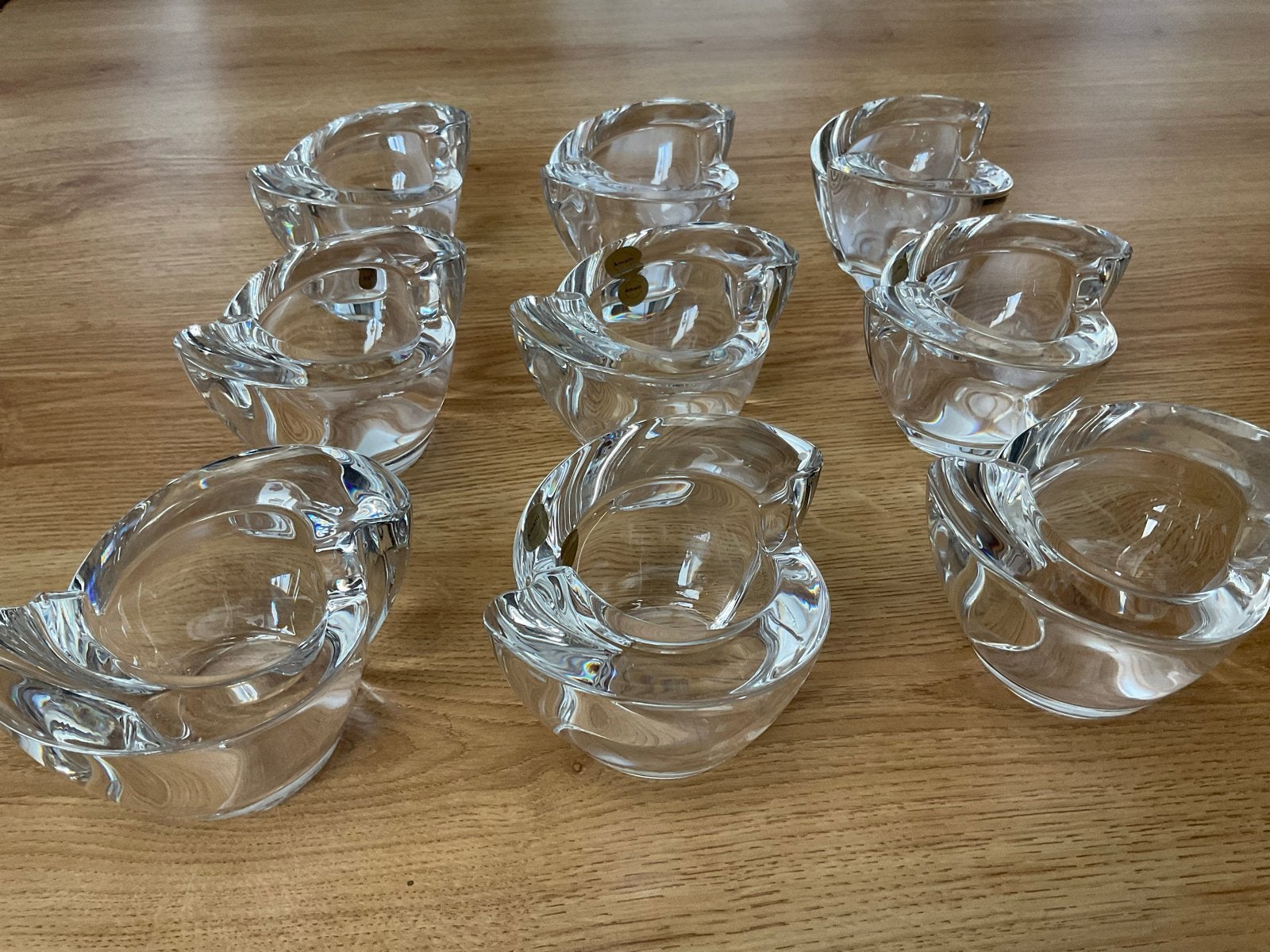 9 Kristallen Kaarsen/Waxinelichthouders Amalfi Model Wave, Antiek en Kunst, Antiek | Glas en Kristal, Ophalen of Verzenden