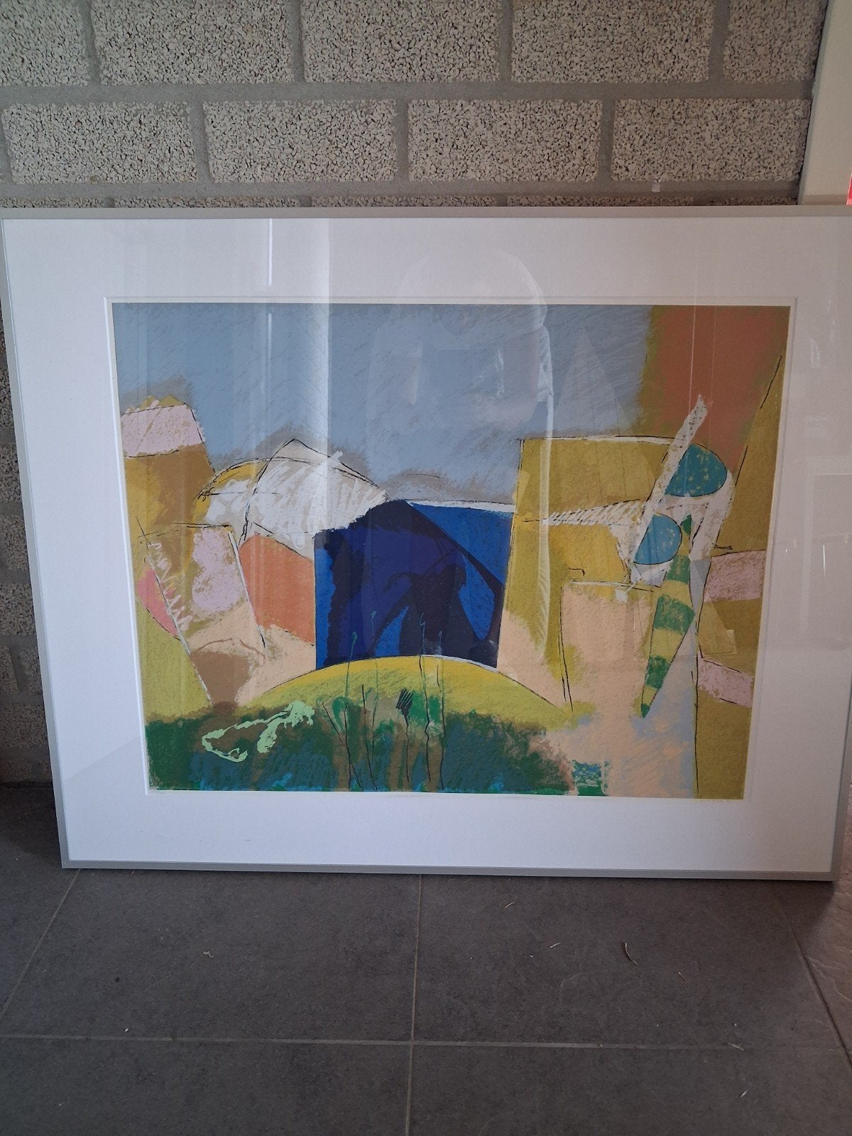 Zeefdruk 'landschap.verlangen' van Vessem van Henk, Ingelijst, Ophalen, Abstract, Zeefdruk