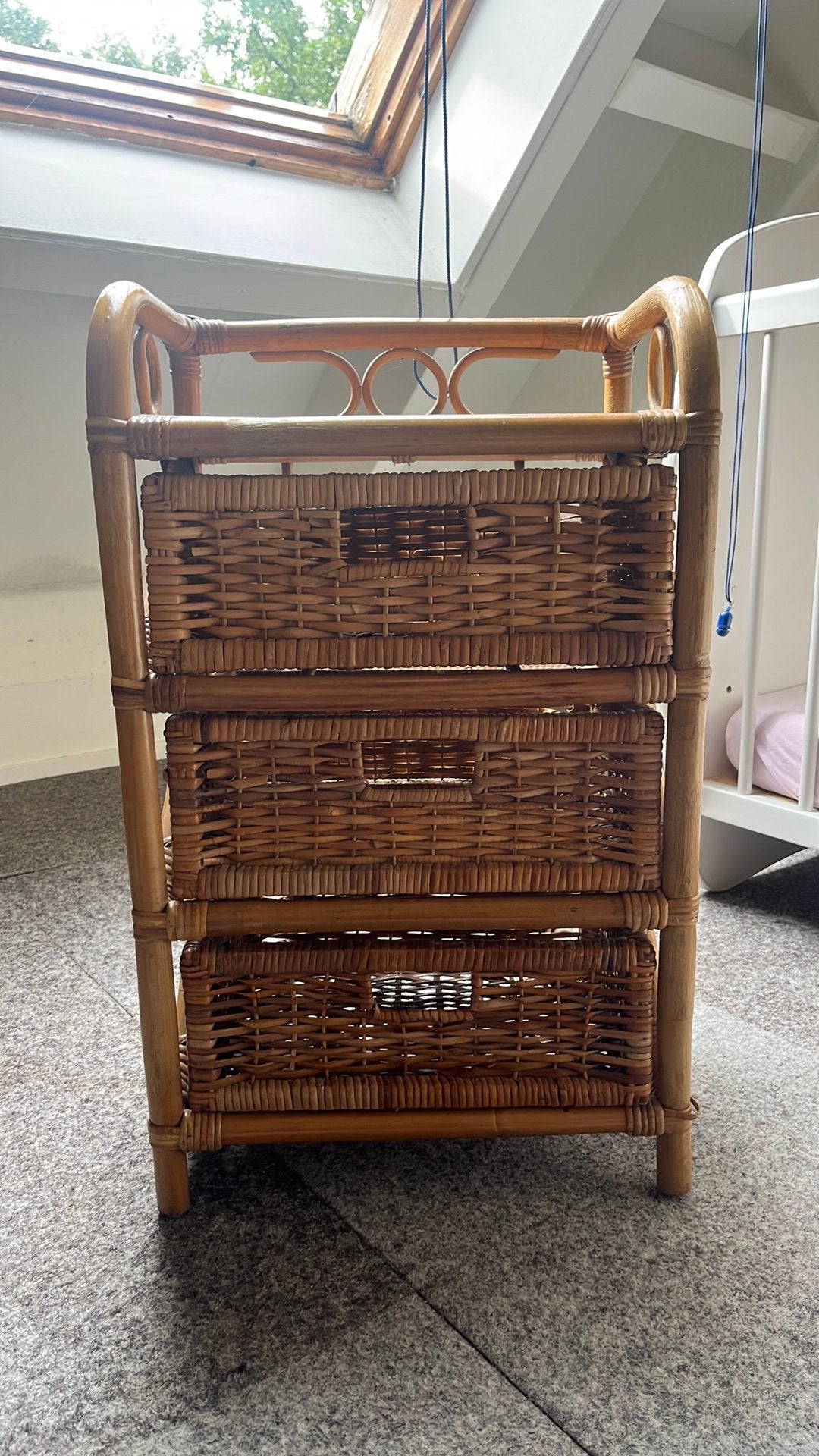 Ladekastje met 3 rieten mandjes, Huis en Inrichting, Ophalen, Overige materialen, Gebruikt, 50 tot 100 cm