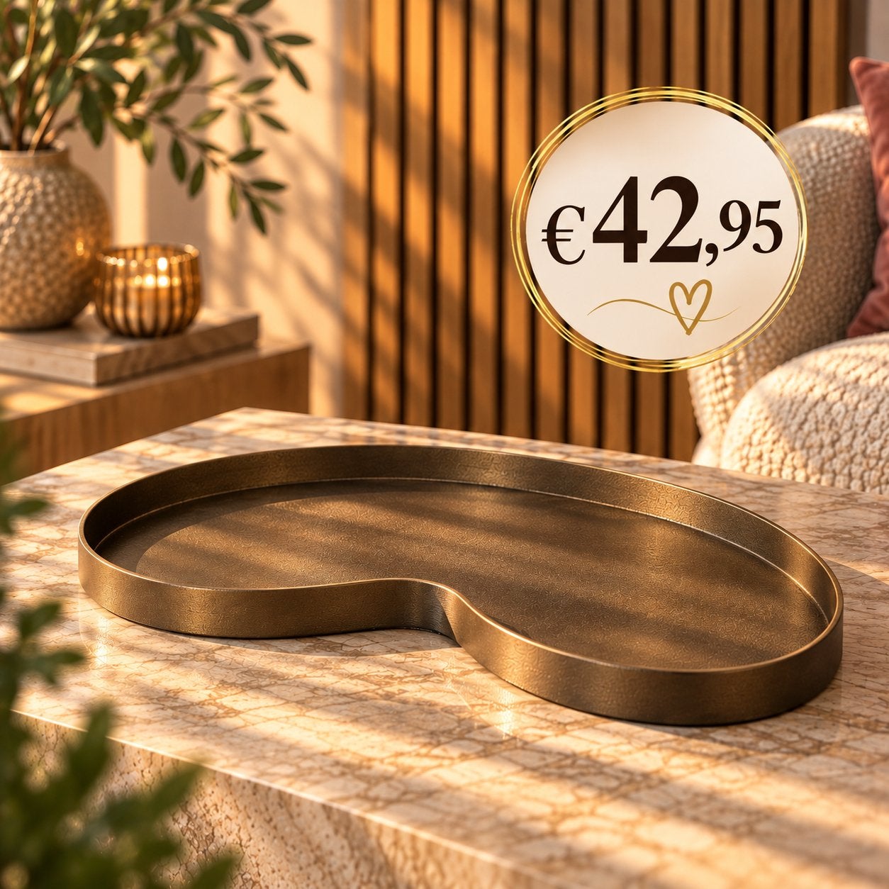 Villeta dienblad S Brons – Stijlvol decoratief plateau, Huis en Inrichting, Afgeronde hoeken, Www.discountfashioncorner.nl, Ophalen of Verzenden