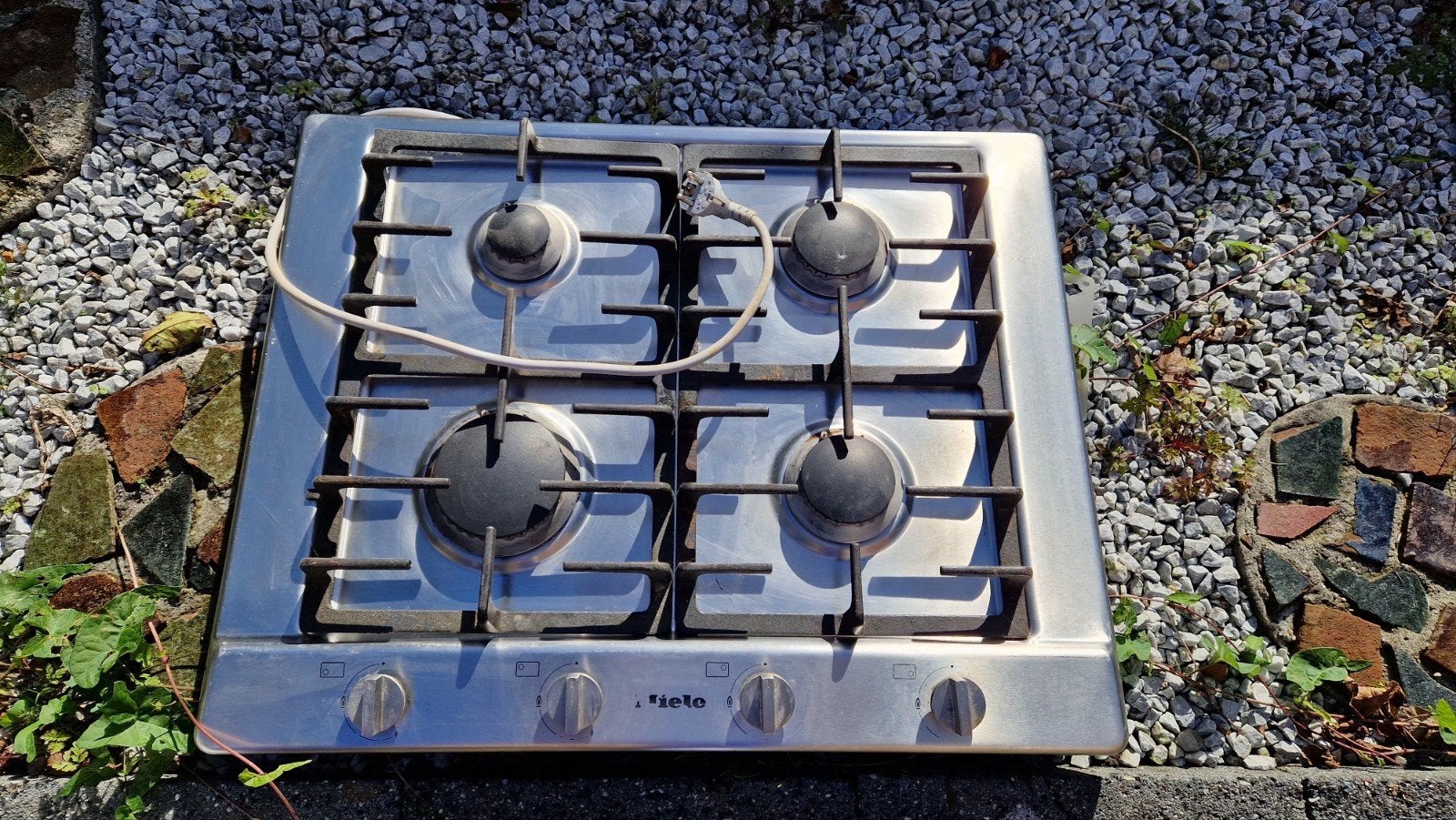 RVS gaskookplaat Miele inbouw, Ophalen, Gebruikt, 4 kookzones, Inbouw