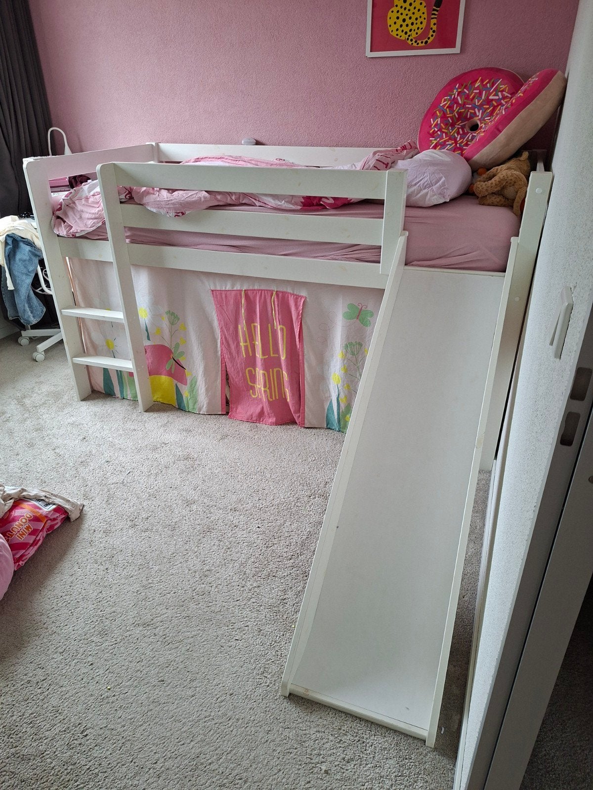half hoogslaper met glijbaan 90x200, Kinderen en Baby's, Kinderkamer | Stapelbedden en Hoogslapers, Ophalen, Gebruikt, Hoogslaper