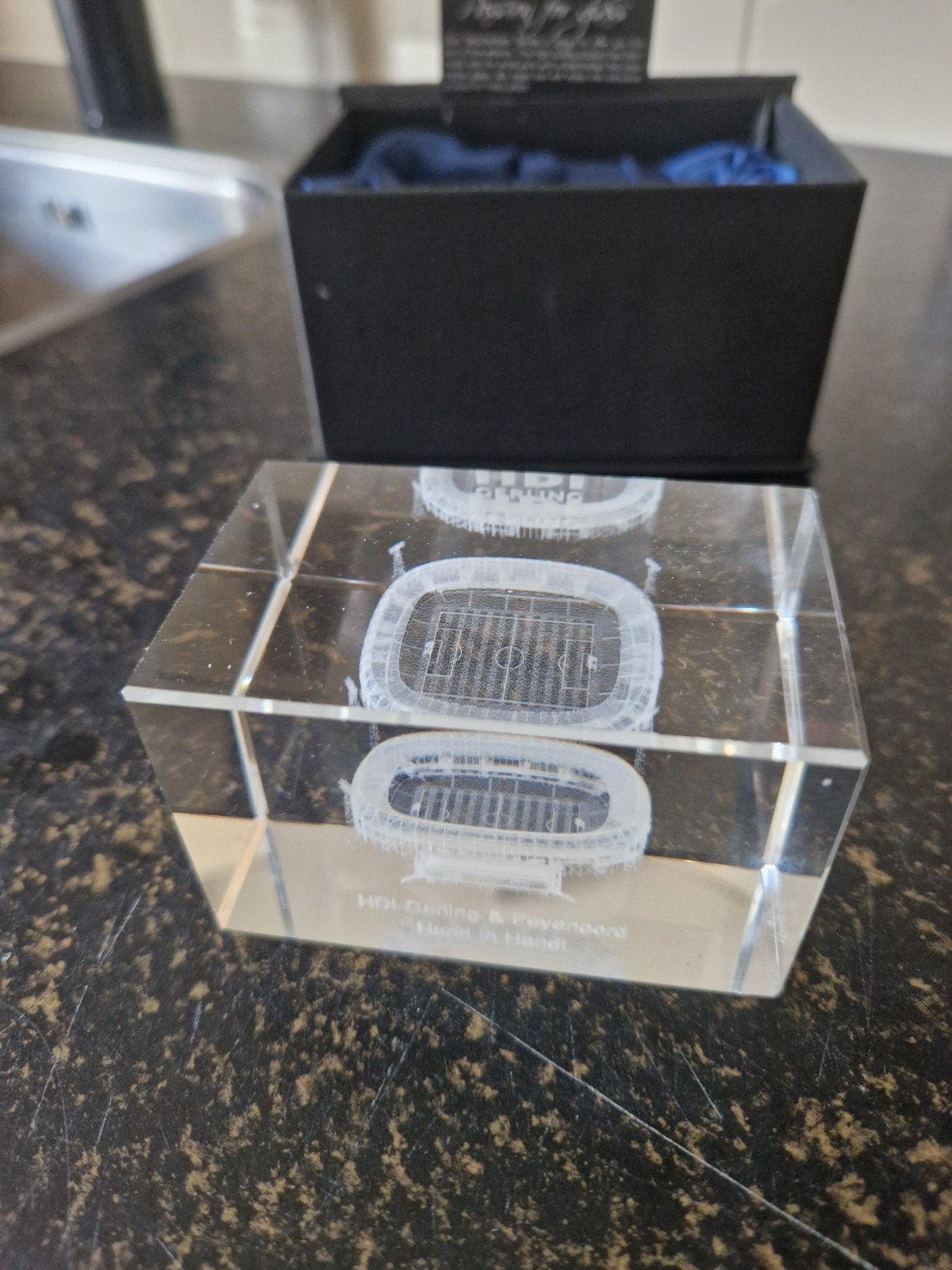 Feyenoord Stadion De Kuip 3D Kristal Glasblok, Ophalen of Verzenden, Nieuw, Feyenoord, Beeldje of Poppetje