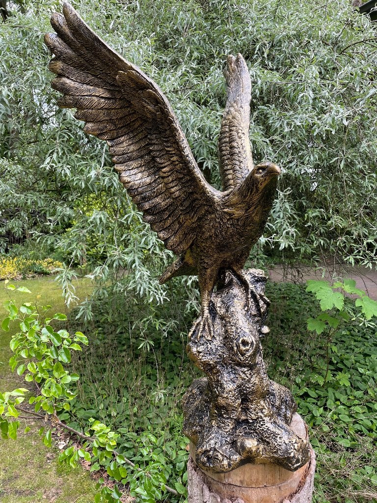 Arend Adelaar antiek goud gazon, tuin, dierentuin, 120 cm, Tuin en Terras, Tuinbeelden, Ophalen, Nieuw, Kunststof, Dierenbeeld
