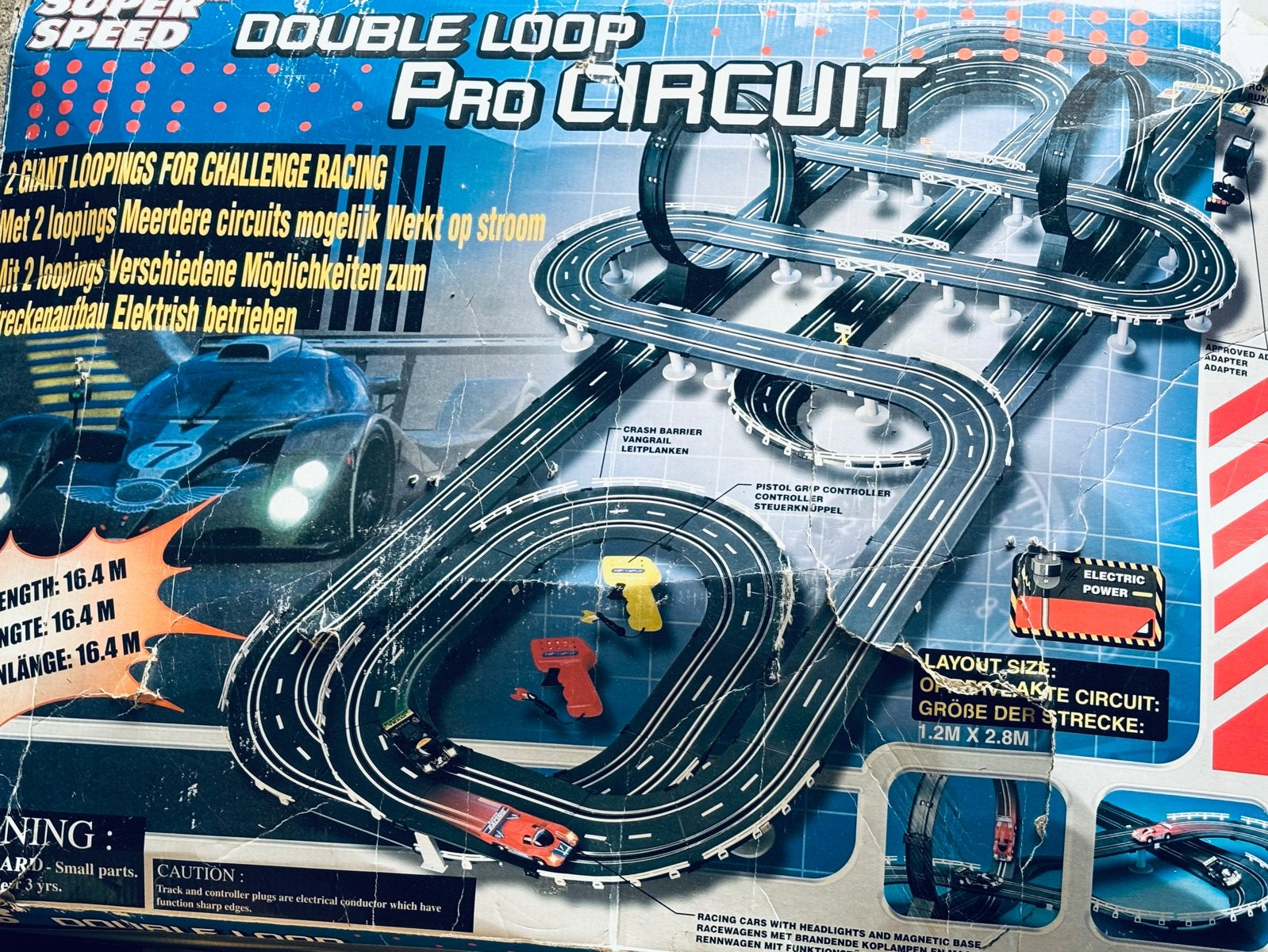 Super Speed Double Loop Pro Circuit Racebaan, Met looping, Elektrisch, Ophalen, Overige merken