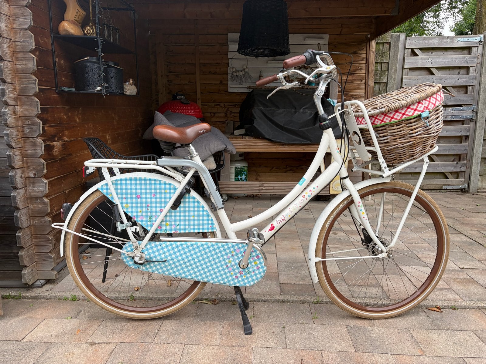 Damesfiets mandje en Yeppe stoeltjes mogelijk, Gebruikt, Velgrem, Minder dan 47 cm, Ophalen