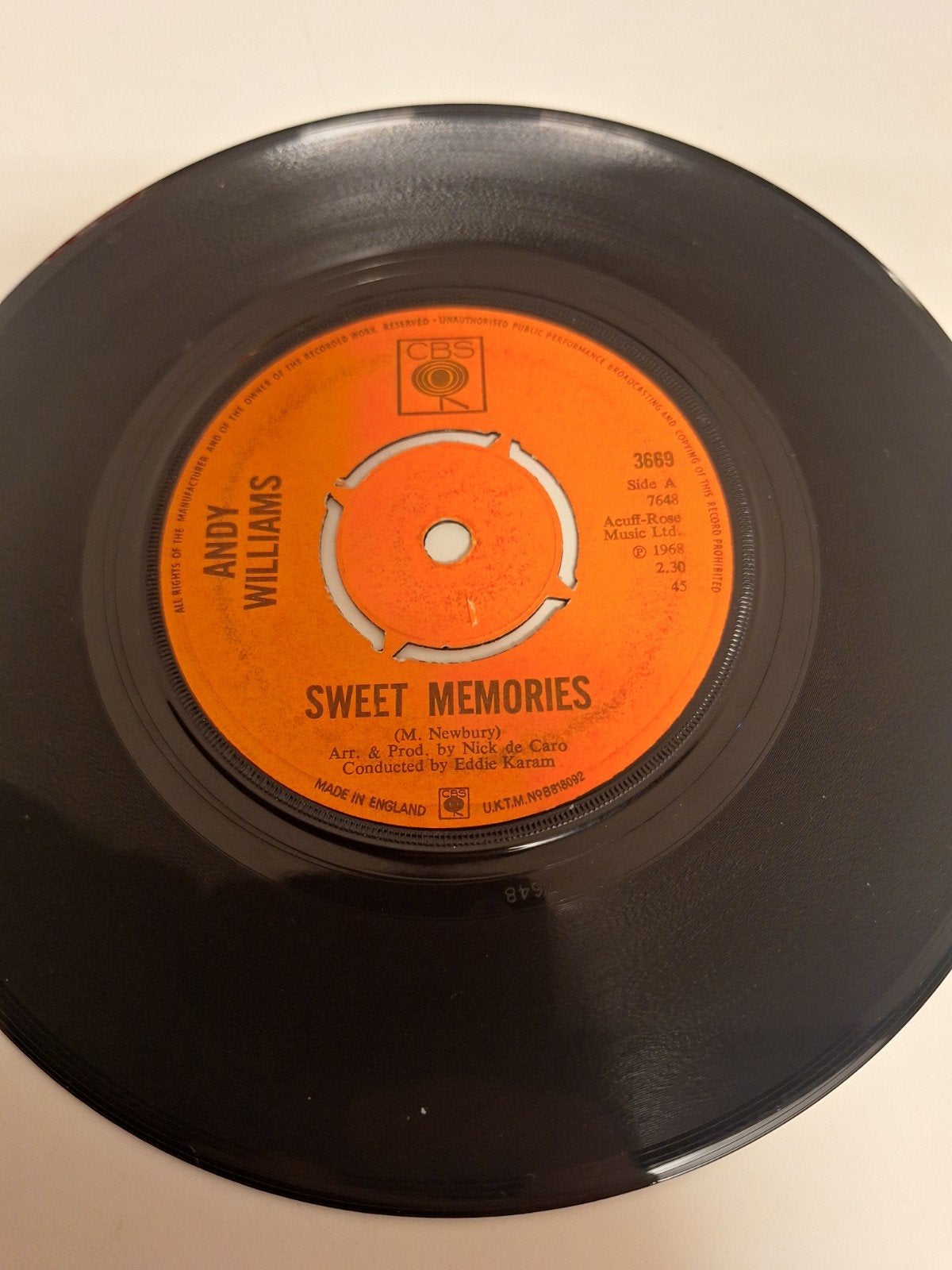 Andy Williams - Sweet Memories, 1968., Verzenden, 7 inch, Pop