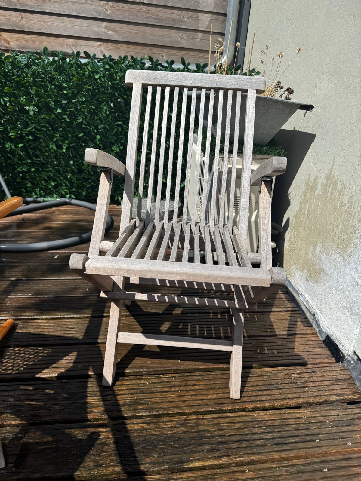 Houten tuinstoel met leuningen, Ophalen, Gebruikt, Hout, Inklapbaar