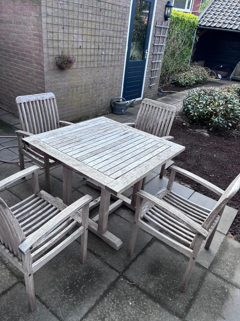 Tuinset Teak & Garden HOTEL tafel met Hartman Mesch, Tuin en Terras, Ophalen, Gebruikt, Bijzettafel, Teakhout
