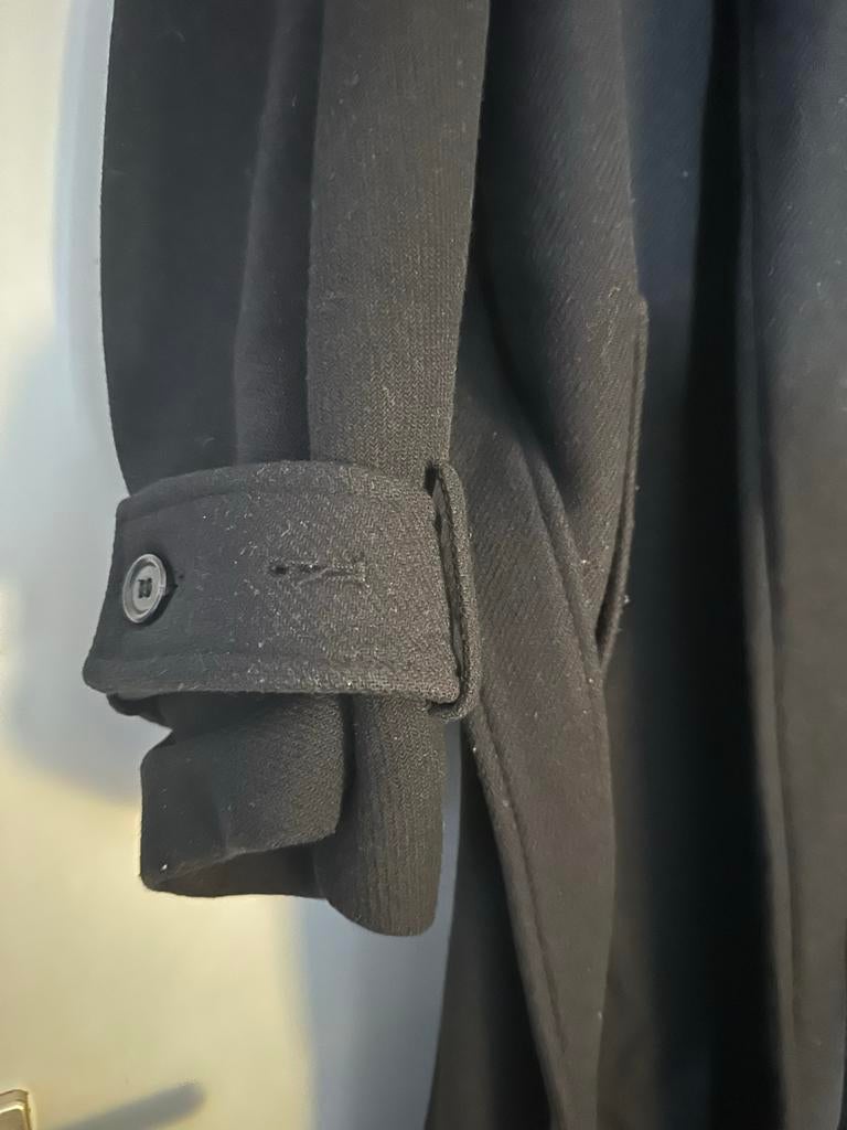 Lange wollen mantel - 75% wol - Zwart, Verzenden, Zo goed als nieuw, Maat 46/48 (XL) of groter, Zwart