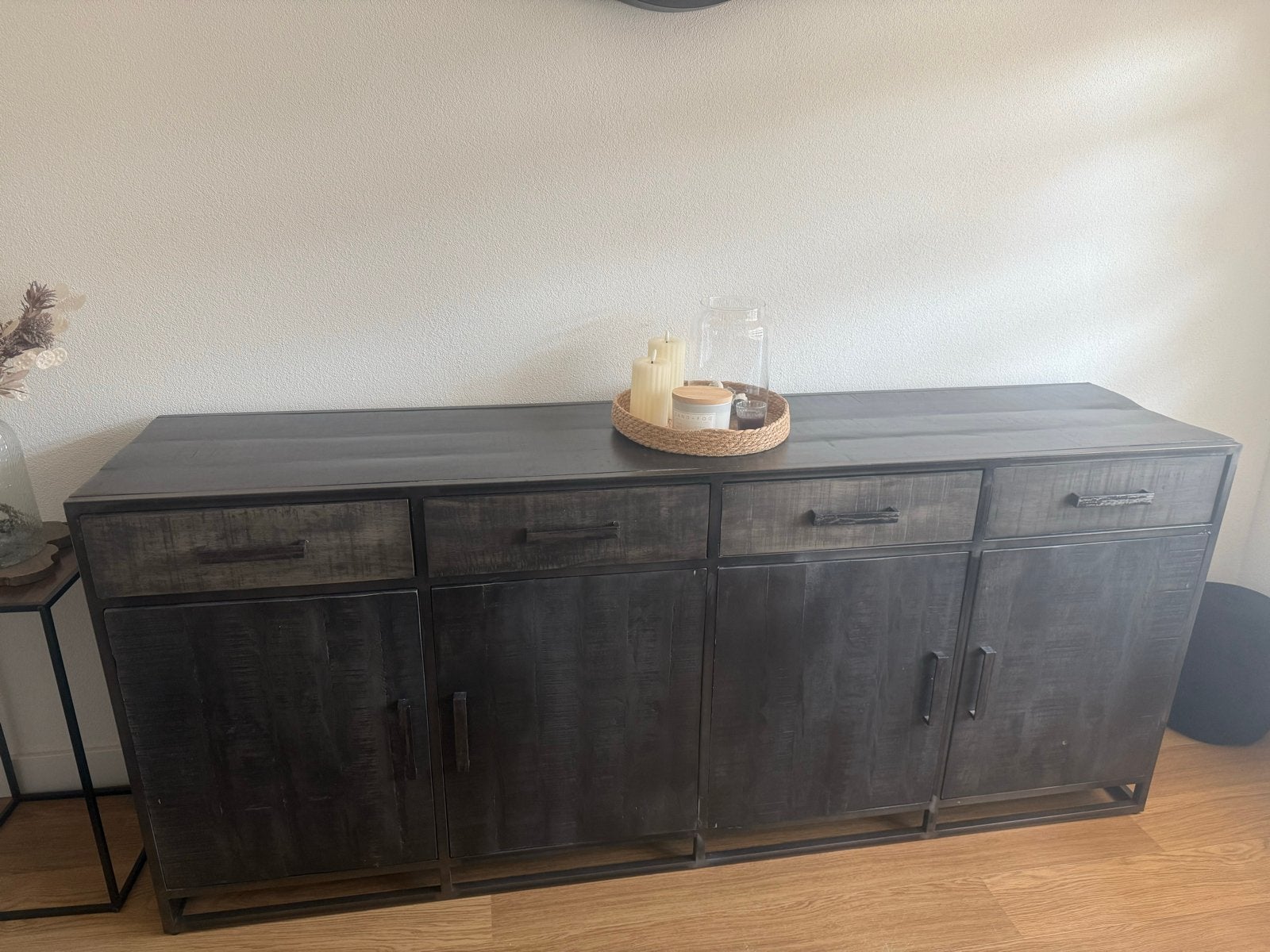 Industriële dressoir/sideboard met lades en deuren, Ophalen, Zo goed als nieuw, 200 cm of meer, Met lade(s)