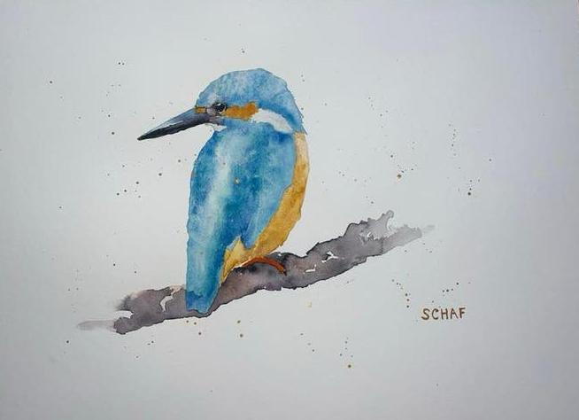 Originele IJsvogel Aquarel, Ophalen of Verzenden