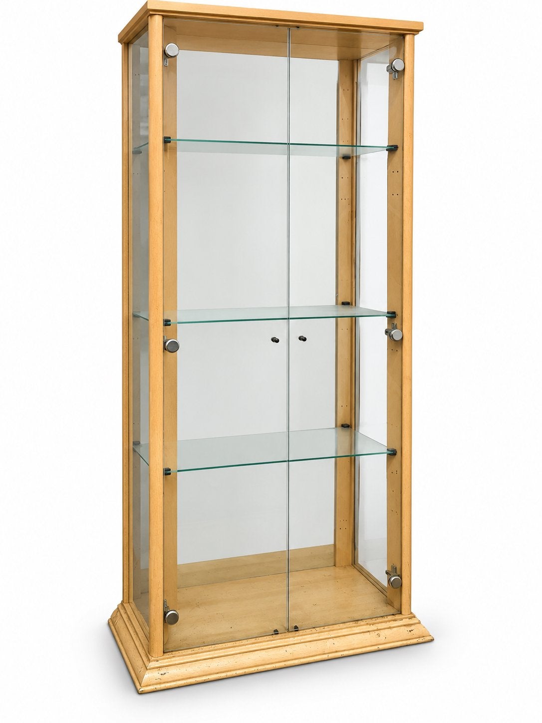 : Houten vitrinekast met glazen deuren en legplanken, Huis en Inrichting, Ophalen, Zo goed als nieuw, 25 tot 50 cm, 150 tot 200 cm