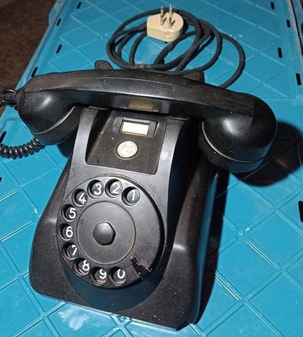 Vintage antieke bakelieten telefoon met draaischijf, Ophalen of Verzenden, Met draaischijf