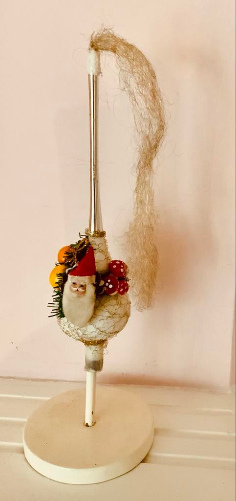 Antieke piek op stam vintage kerstversiering, Ophalen of Verzenden