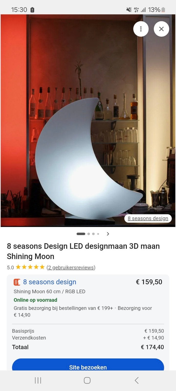 Mooie maan tafel/tuin lamp 60x50cm, Ophalen, Zo goed als nieuw
