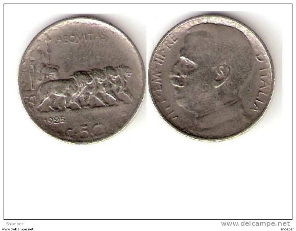 italy 50 centimi 1925,reeded edge,km 61.2,vf cat val 30,00$, Verzenden, Italië, Losse munt