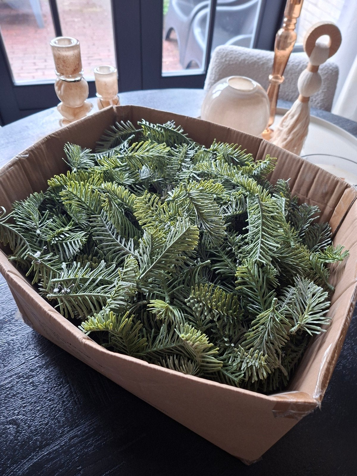 doos kunst kerstgroen voor evt kerstkrans, Ophalen, Nieuw