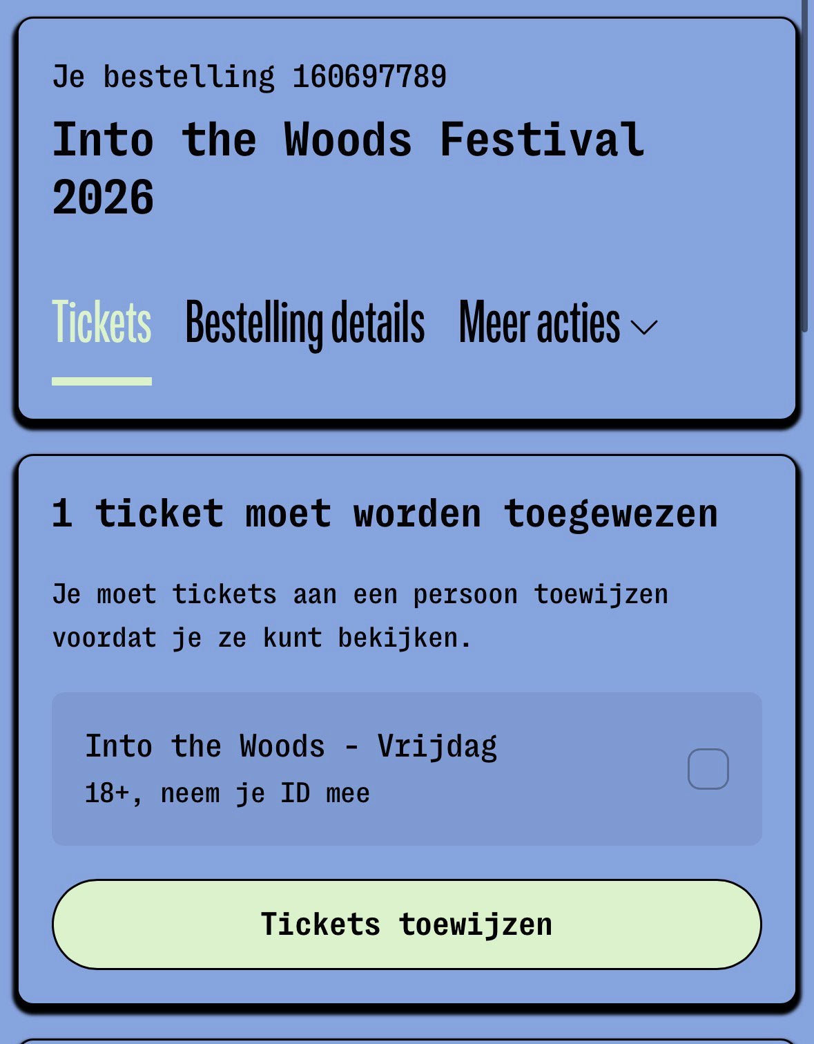 Into the Woods Festval ticket vrijdag 18 sept, Tickets en Kaartjes, Eén persoon