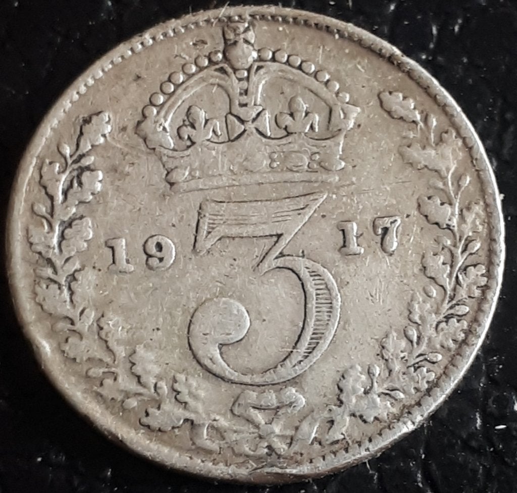 UNITED KINGDOM / 3 PENCE 1917 KM 813 ZILVER, Ophalen of Verzenden, Overige landen, Losse munt, Zilver