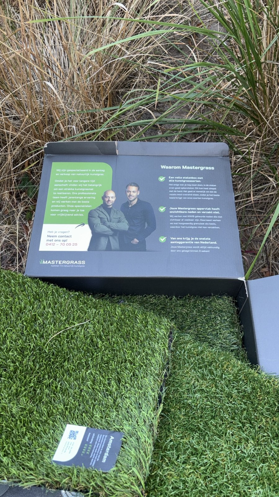 GRATIS | Mastergrass stalen doos kunstgras, Tuin en Terras, Gras en Kunstgras, Ophalen, Minder dan 10 m², Kunstgras