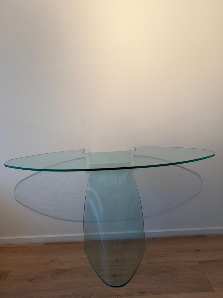 FIAM Italia glazen design sidetable, Ophalen, Gebruikt, 100 tot 150 cm, Glas