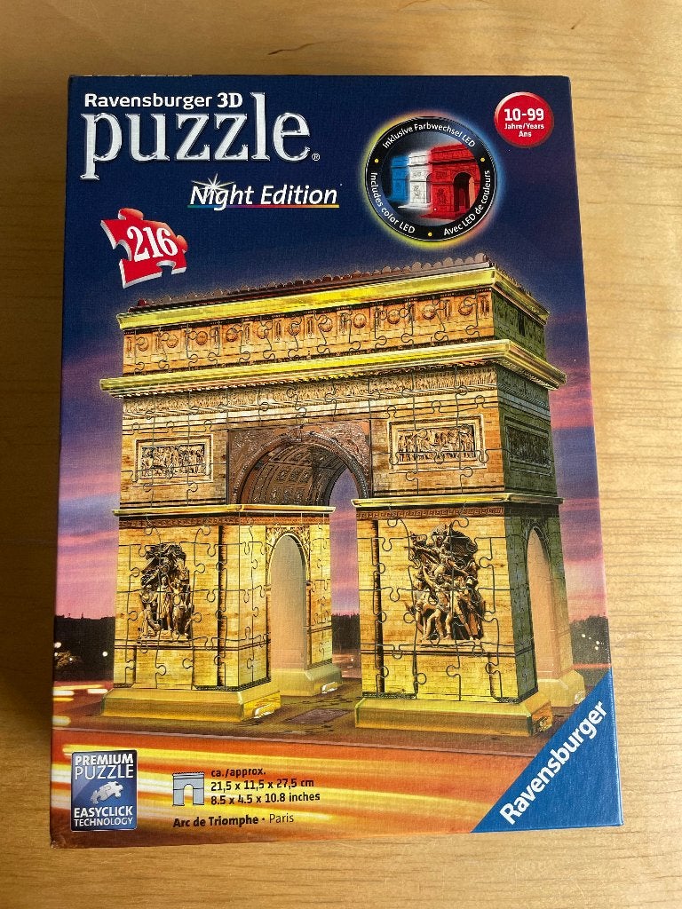 ravensburger 3 D puzzel arc  de triomph parijs, Hobby en Vrije tijd, Denksport en Puzzels, Ophalen of Verzenden, Minder dan 500 stukjes